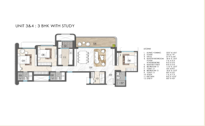 Elanor Kolshet Thane 4BHK Plan